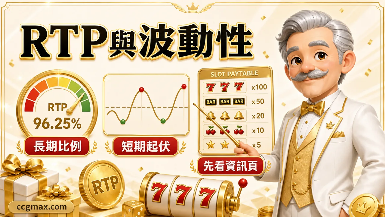 老虎機 RTP 與波動性比較示意圖