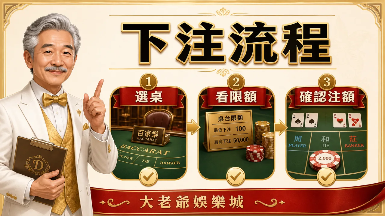 真人百家樂下注流程與桌台限額圖